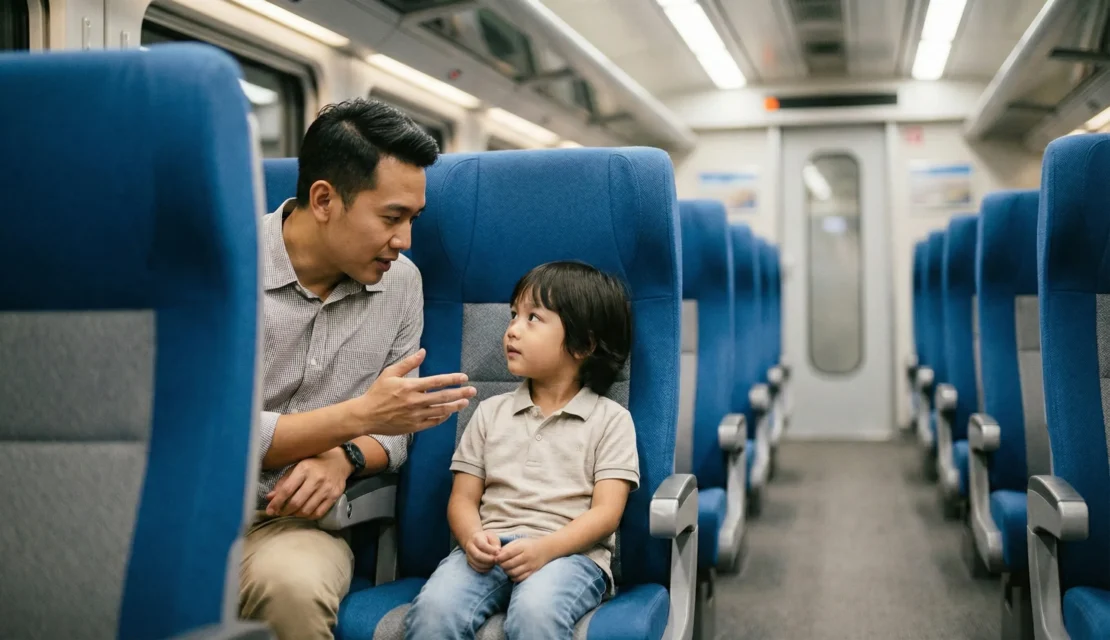 4. ayah-menjelaskan-aturan-di-kereta-eksekutif-pada-anak._www.appletreebsd.com