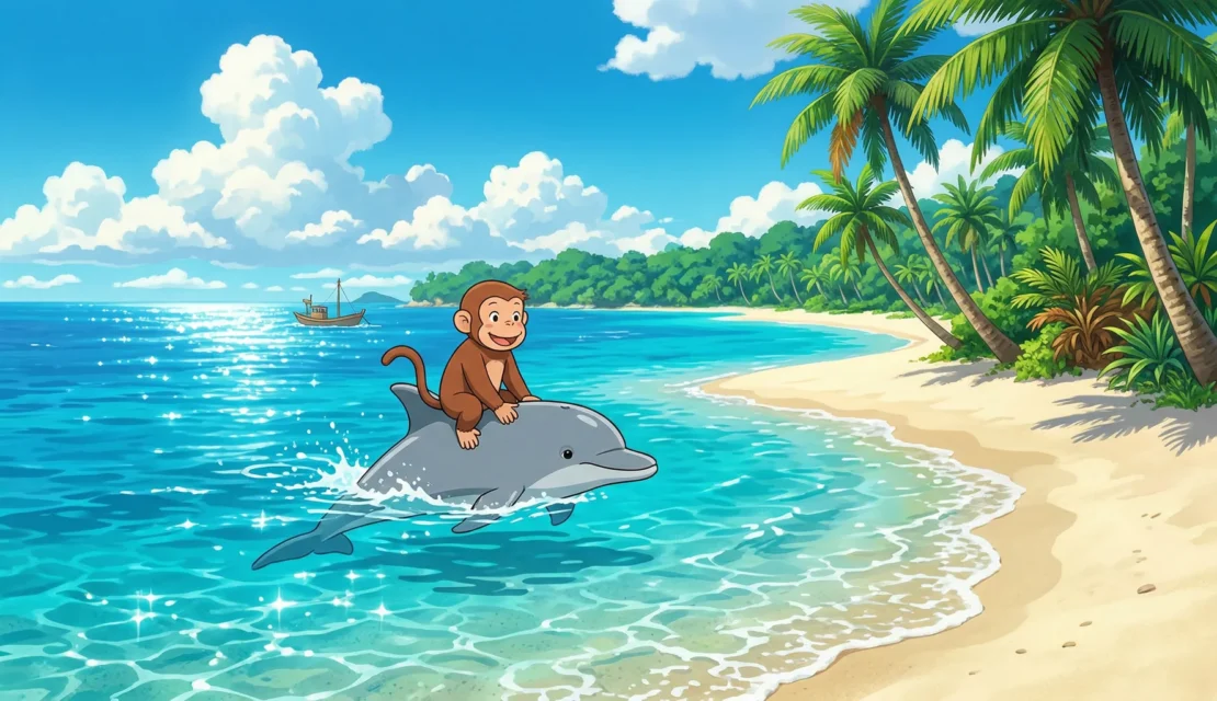 3-cerita-fabel-hewan-monyet-dan-lumba-lumba-ghibli-style_www.appletreebsd.com