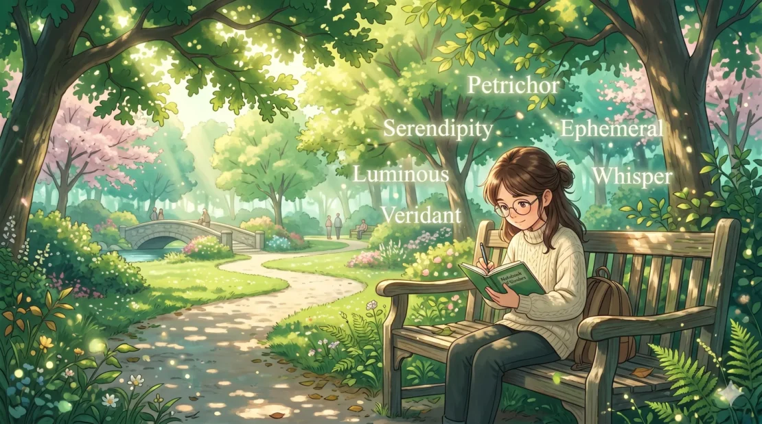 3-girl-collecting-words-notebook_www.appletreebsd.com