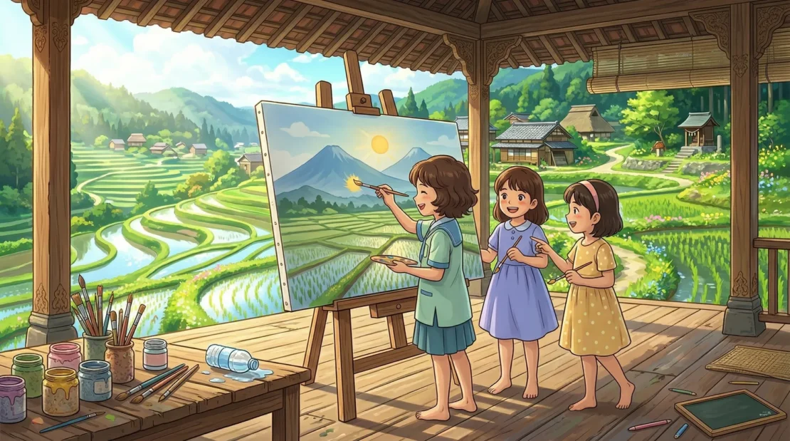 4-kerjasama-anak-melukis-pemandangan-lomba-sekolah_www.appletreebsd.com