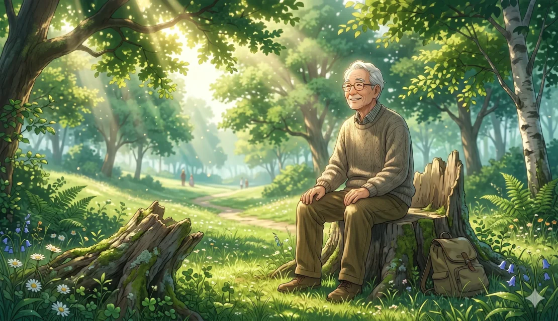 8-pria-tua-duduk-tersenyum-di-tunggul-pohon_www.appletreebsd.com