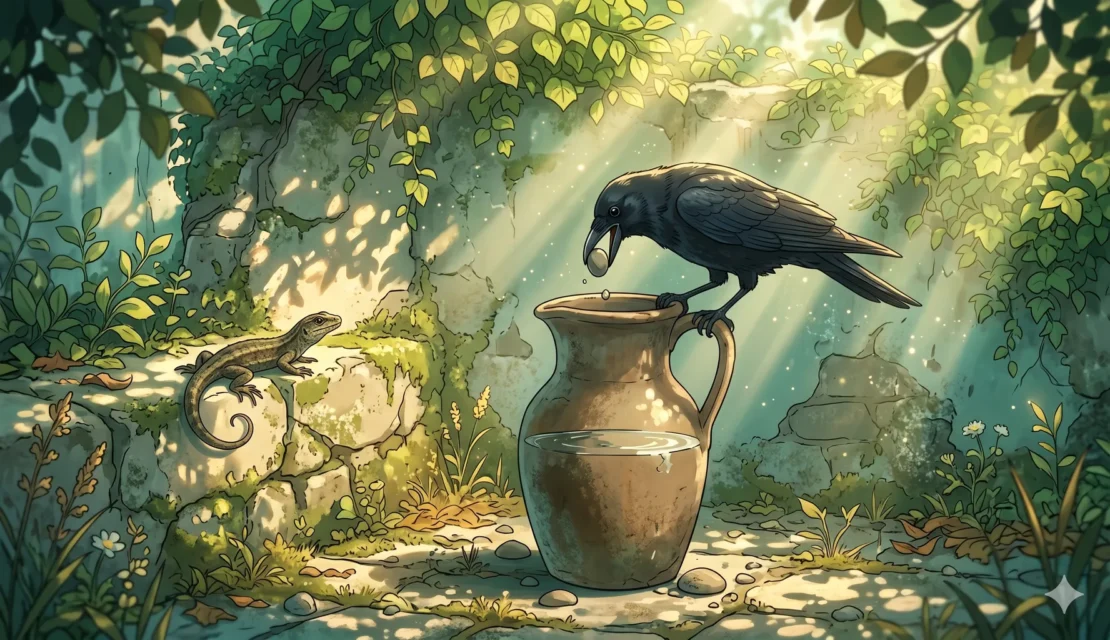 2. clever-crow-pitcher-pebbles-fable_www.appletreebsd.com
