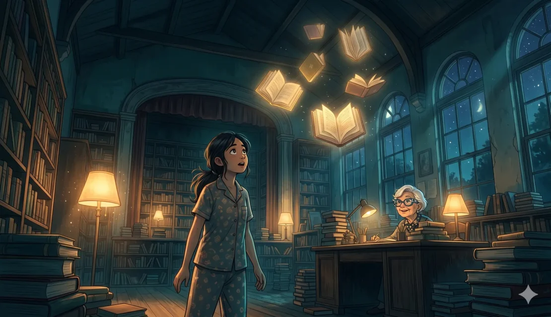 4. midnight-magical-library-floating-books_www.appletreebsd.com