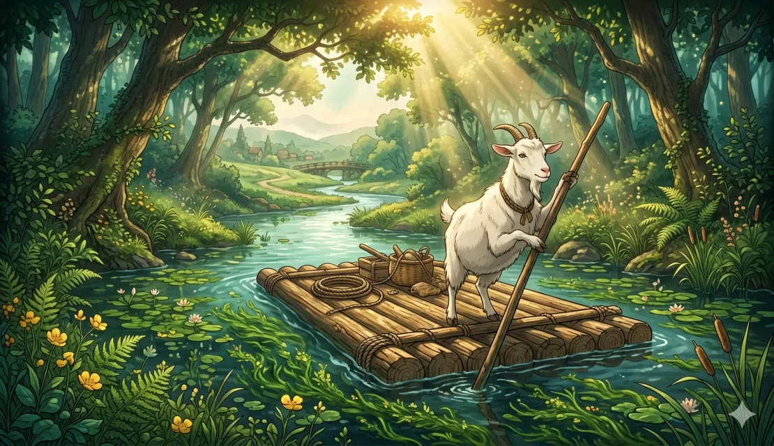 9. gentle-goat-pushing-raft-river-teamwork_www.appletreebsd.com