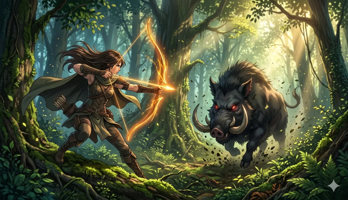 10-female-archer-hunting-giant-boar_www.appletreebsd.com