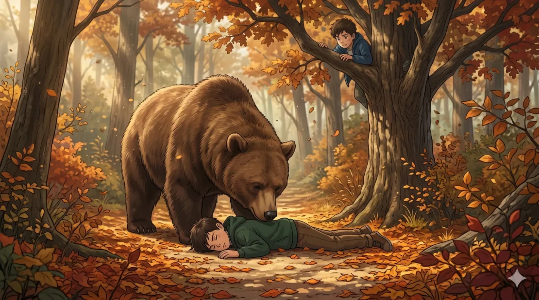 15-two-friends-and-bear-forest_www.appletreebsd.com
