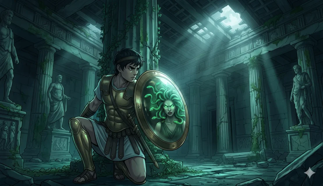 4-hero-mirror-shield-snake-hair-monster_www.appletreebsd.com