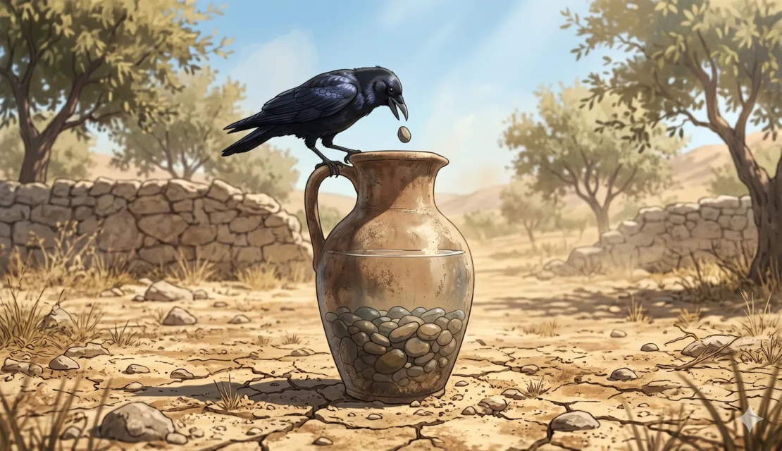 5-crow-and-pitcher-clever-bird_www.appletreebsd.com