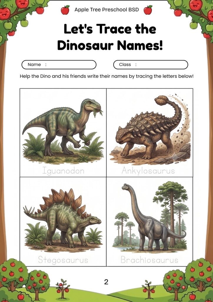 02-worksheet-anak-tk-paud-mengenal-nama-dinosaurus-ankylosaurus-stegosaurus