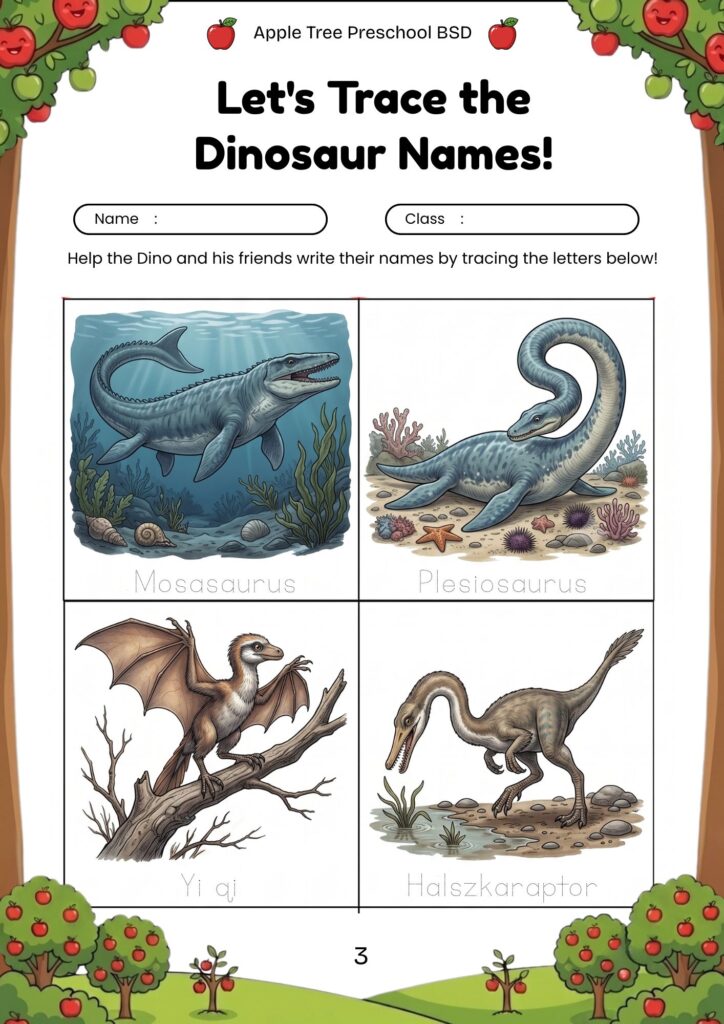 03-worksheet-anak-tk-paud-mengenal-nama-dinosaurus-mosasaurus-plesiosaurus