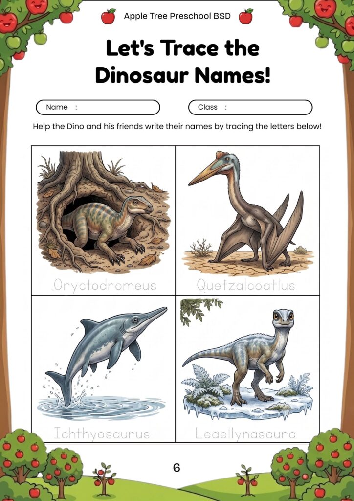 06-worksheet-anak-tk-paud-mengenal-nama-dinosaurus-oviraptor-ichthyosaurus