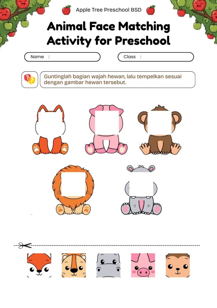 06 worksheet-wajah-hewan-lucu-gunting-tempel