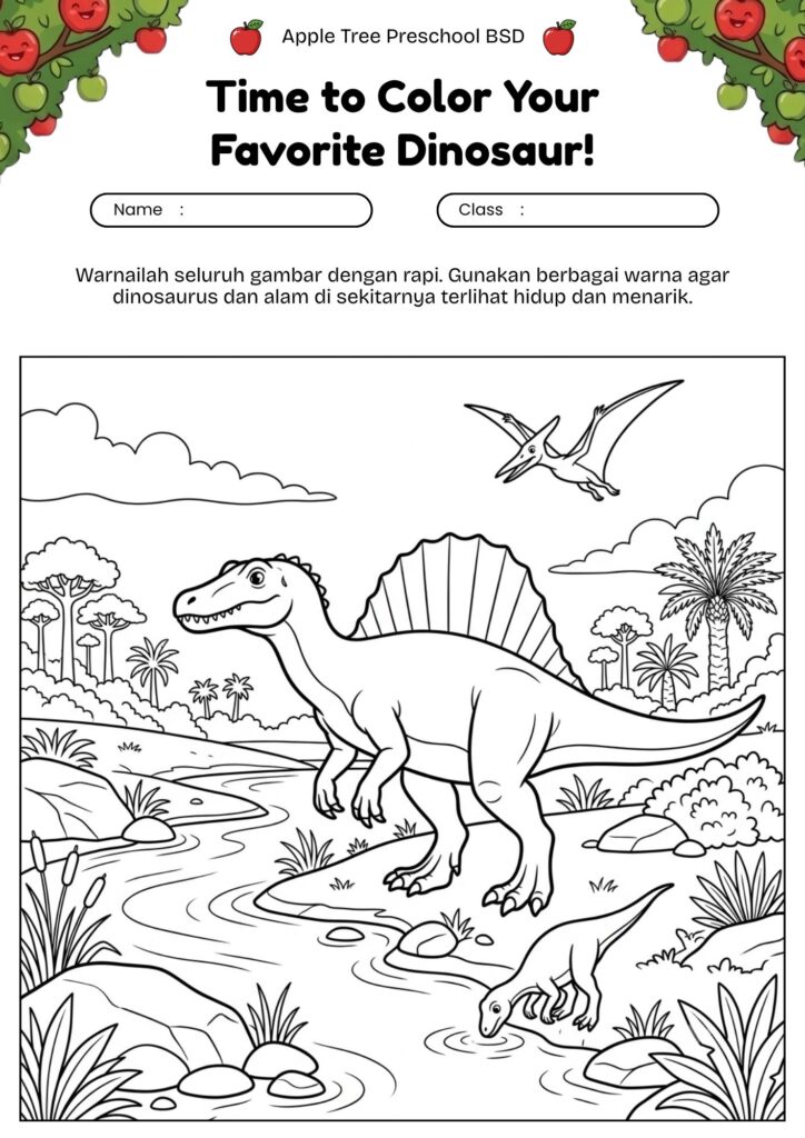 09-mewarnai-dinosaurus-spinosaurus-di-dekat-sungai