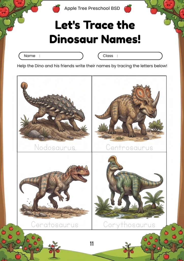 11-worksheet-anak-tk-paud-mengenal-nama-dinosaurus-dilophosaurus-brachiosaurus