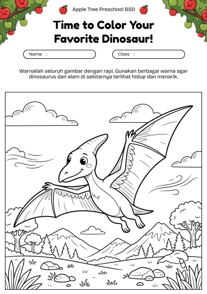 12-mewarnai-dinosaurus-pterodactyl-terbang-di-langit