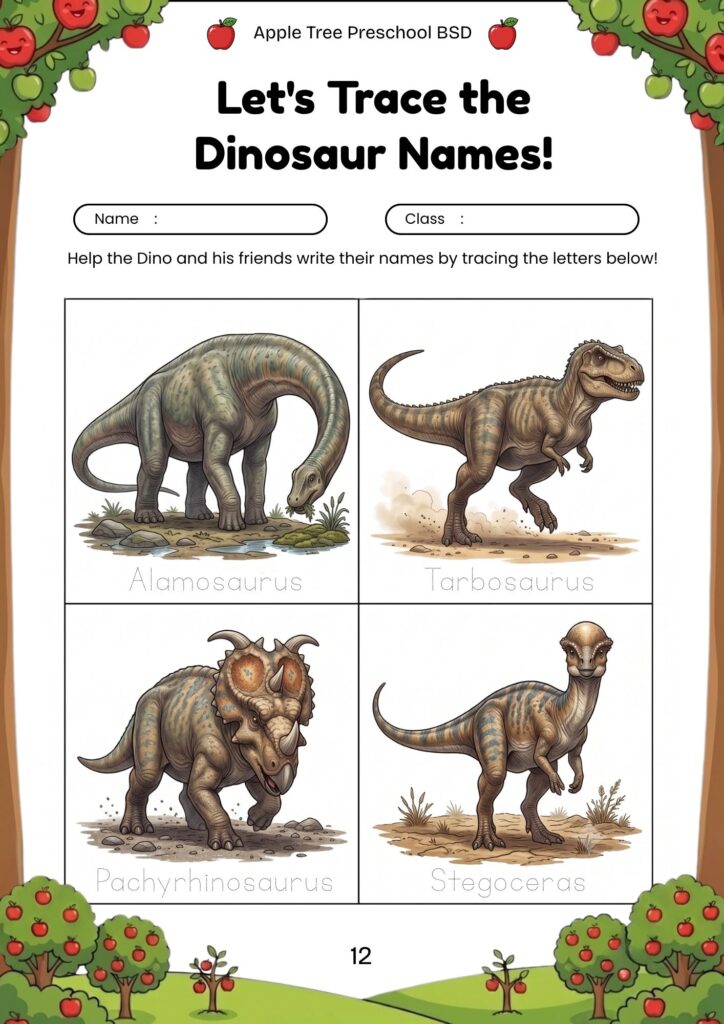12-worksheet-anak-tk-paud-mengenal-nama-dinosaurus-ankylosaurus-triceratops