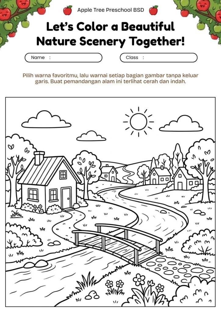 13. mewarnai-pemandangan-sungai-kecil-desa