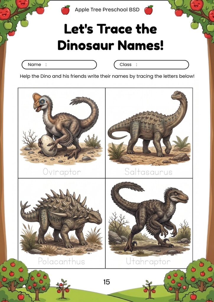 15-worksheet-anak-tk-paud-mengenal-nama-dinosaurus-tyrannosaurus-ankylosaurus