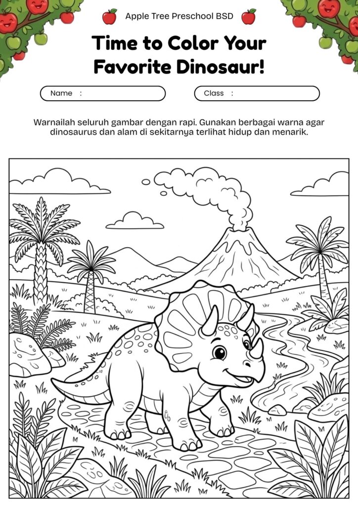23-mewarnai-dinosaurus-dan-gunung-berapi