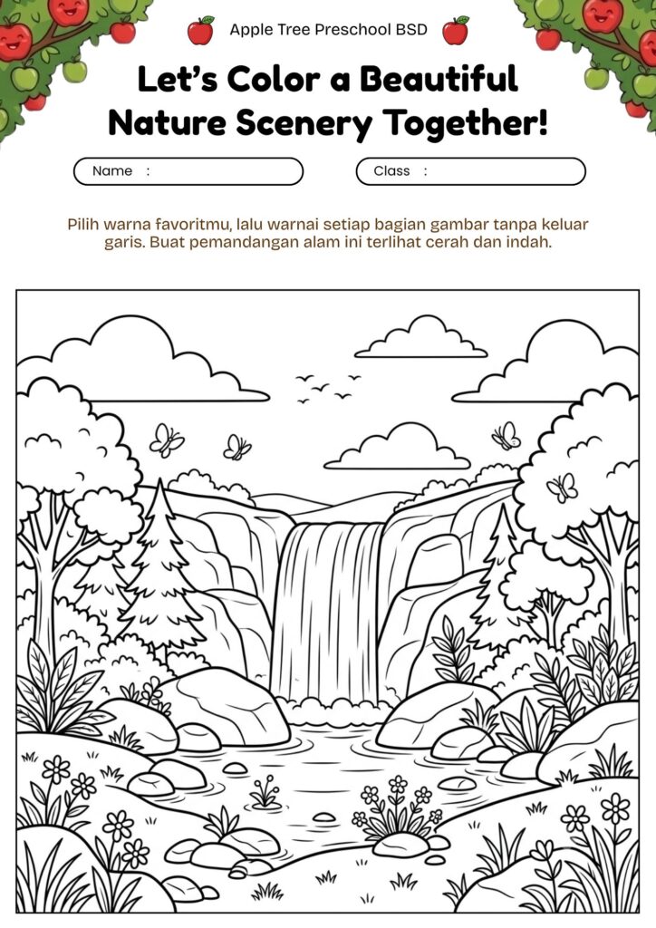 9. mewarnai-pemandangan-air-terjun-batu-alam
