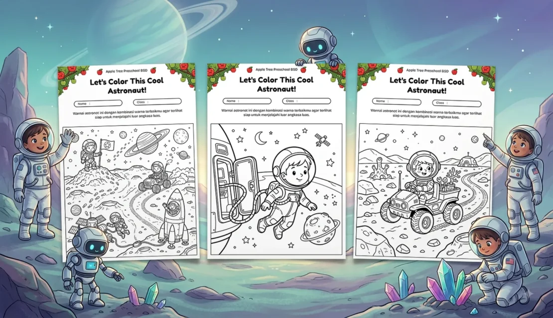 20 Kumpulan Sketsa Mewarnai Astronot Keren Pemicu Cita Cita Anak Laki