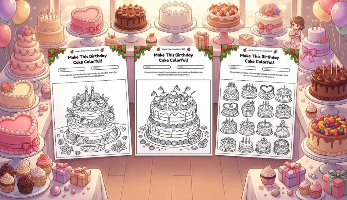 15 Sketsa Mewarnai Kue Ulang Tahun Lucu Bangkitkan Rasa Bahagia Anak