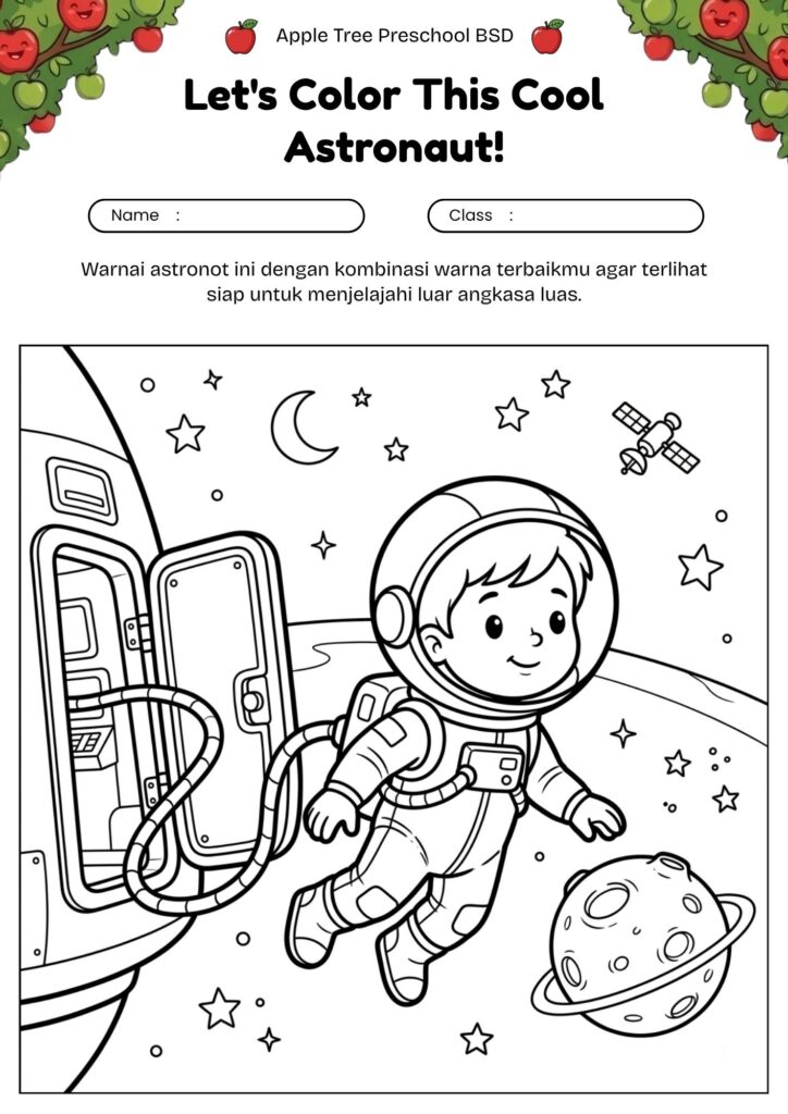 01-gambar-mewarnai-astronot-anak-melayang-di-luar-angkasa