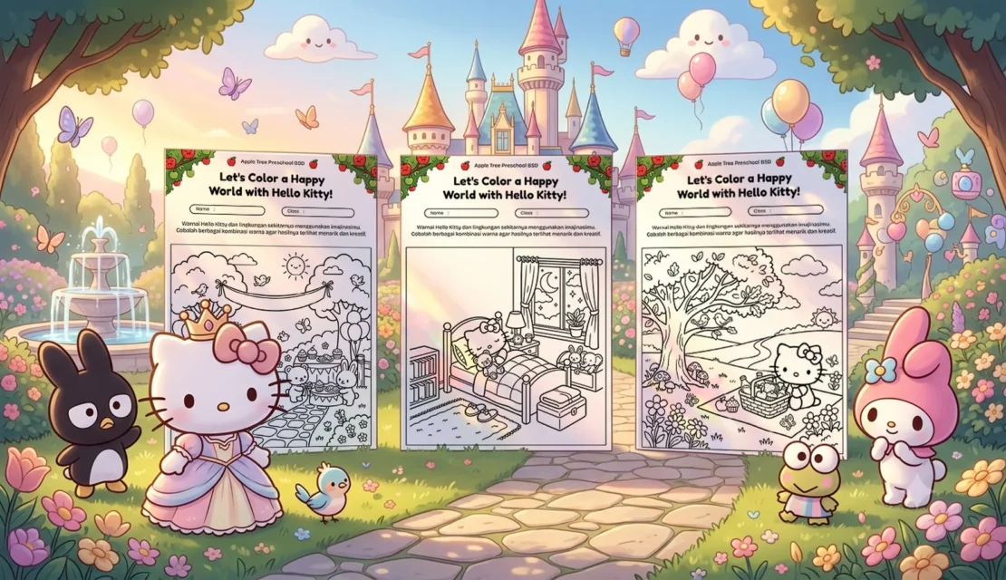 Unduh 20 Gambar Mewarnai Hello Kitty Lucu Favorit Anak Perempuan