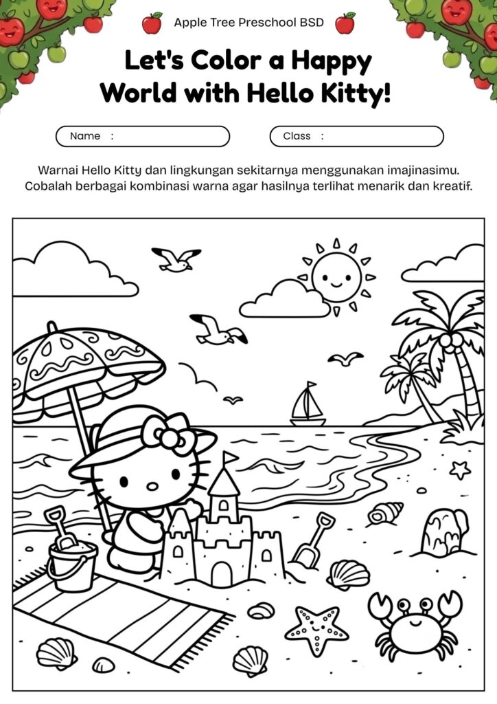 12_gambar_mewarnai_hello_kitty_pantai_liburan