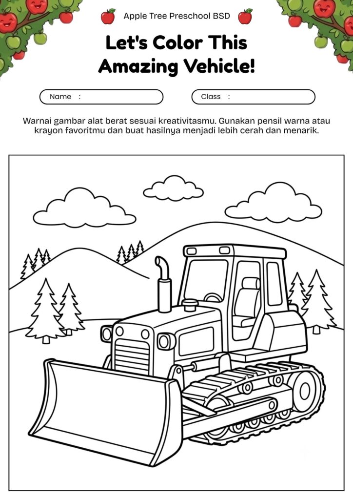 14-mewarnai-bulldozer-latar-pegunungan