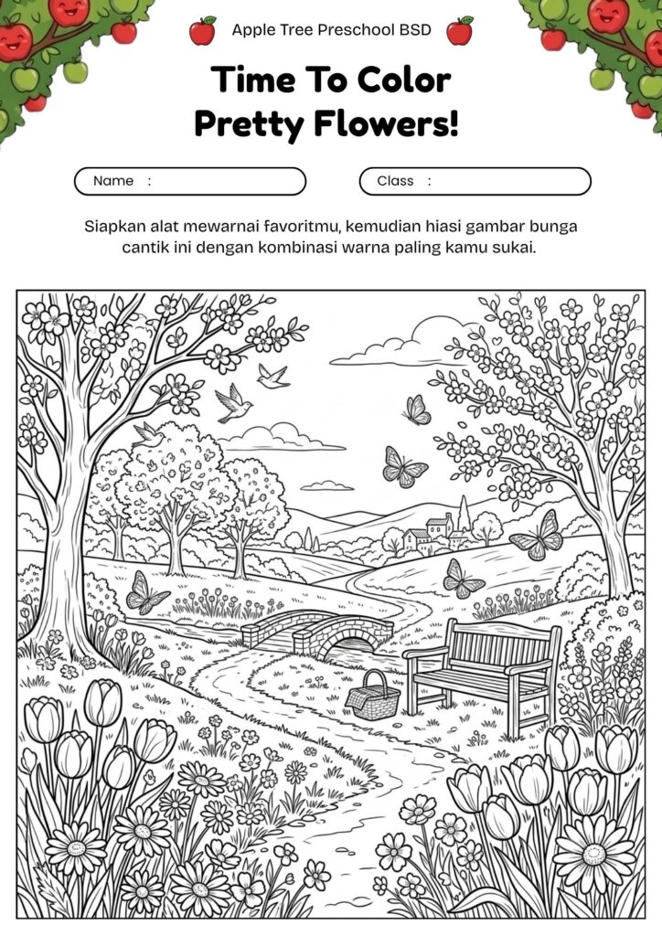 15-gambar-taman-bunga-musim-semi-untuk-mewarnai