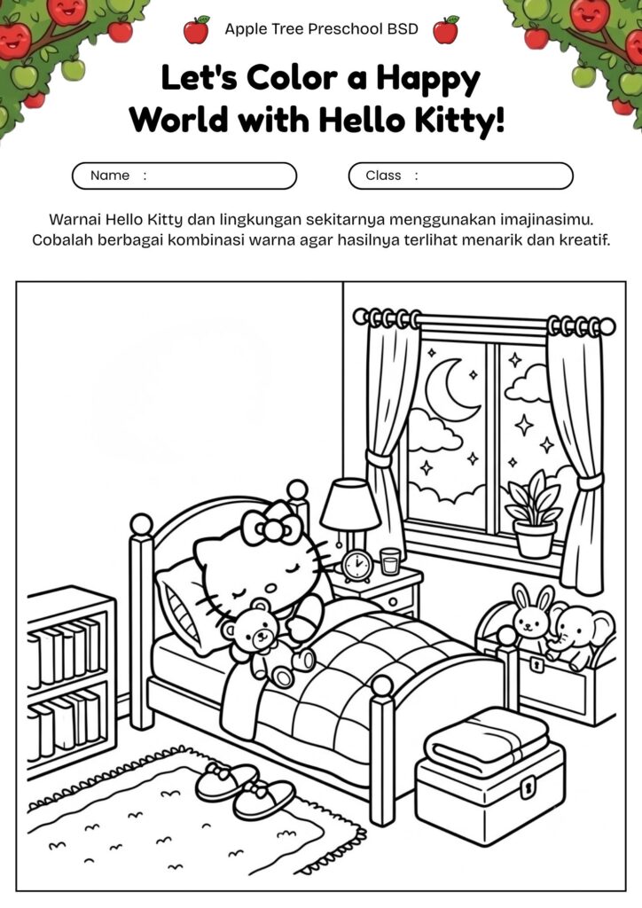 18_gambar_mewarnai_hello_kitty_tidur_malam_lucu