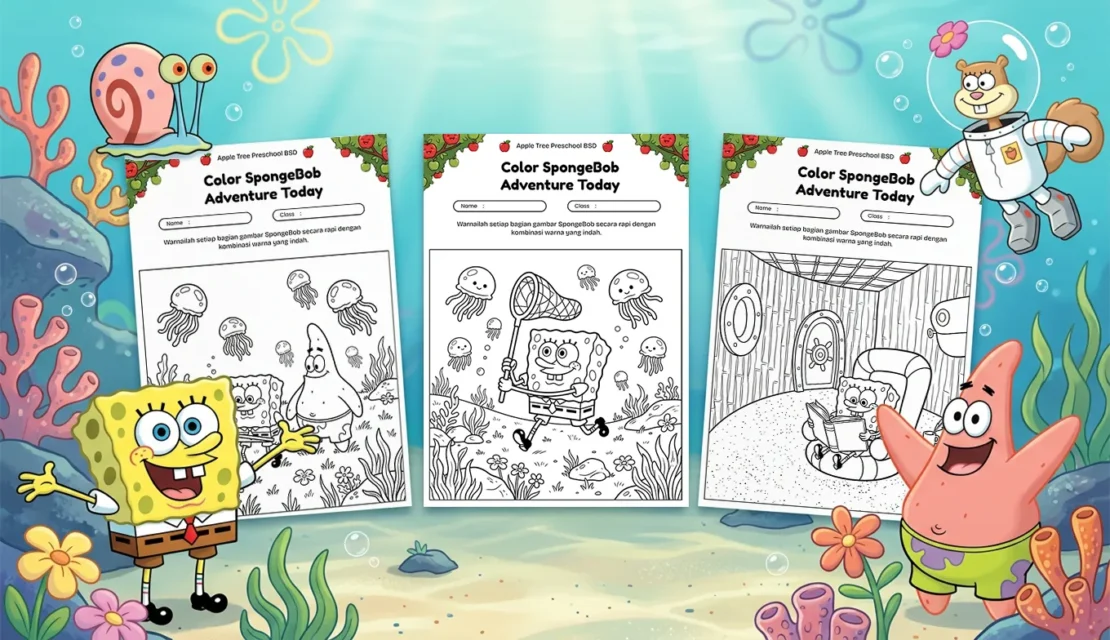 20 Gambar Mewarnai SpongeBob Lucu Yang Bikin Anak Betah Belajar