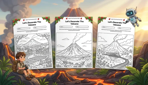 20 Gambar Mewarnai Gunung Berapi Yang Seru Untuk Anak TK