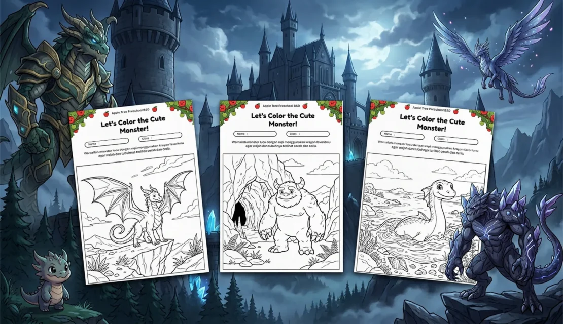 Download 20 Gambar Mewarnai Monster Lucu Yang Tidak Menakutkan