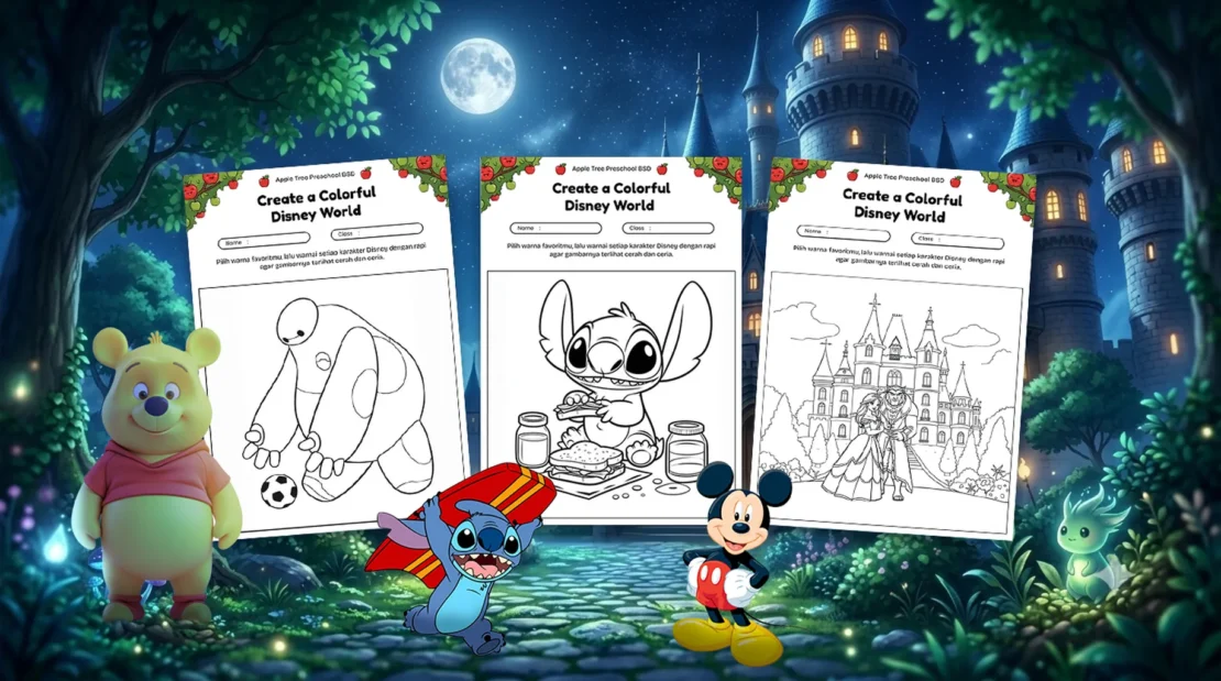 25 Gambar Mewarnai Karakter Disney Favorit Anak yang Seru