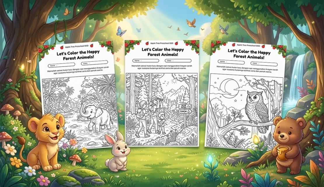 Download 20 Gambar Mewarnai Hutan Dengan Aneka Satwa Lucu