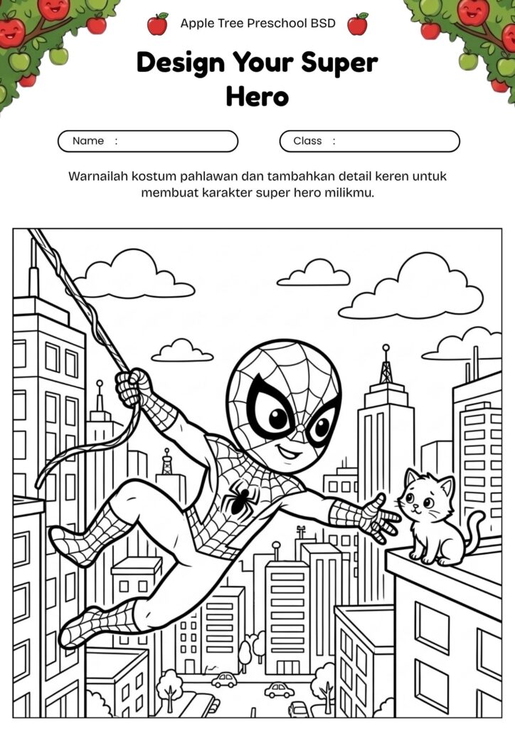 01-gambar-mewarnai-super-hero-spider-man-berayun-di-kota