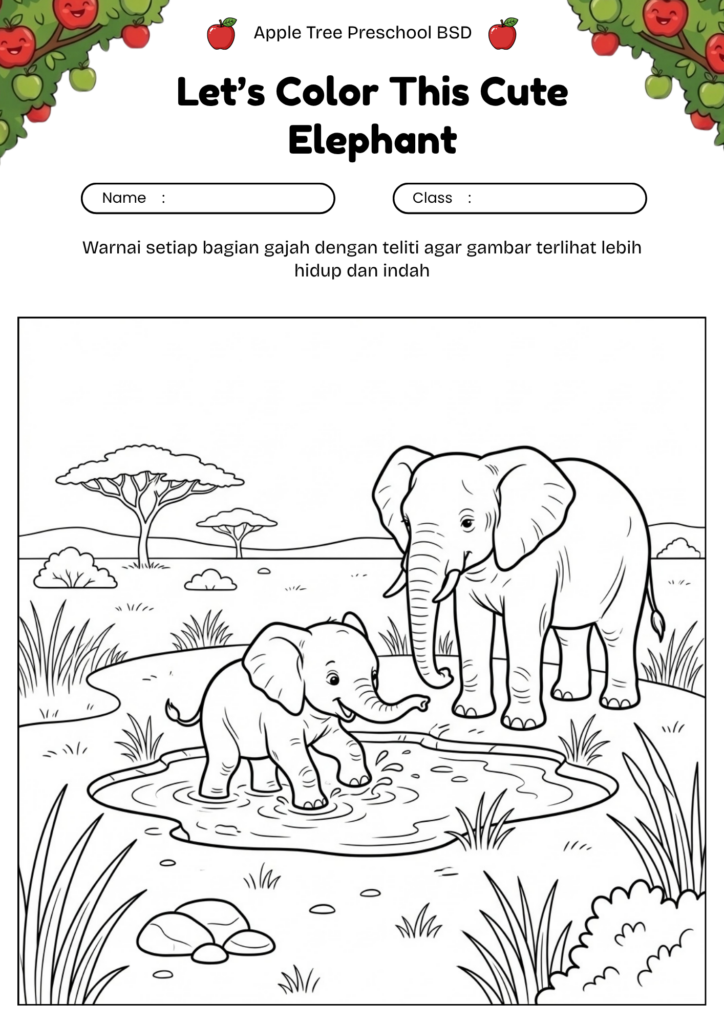 01_gambar_mewarnai_gajah_anak_gajah_bermain_lumpur