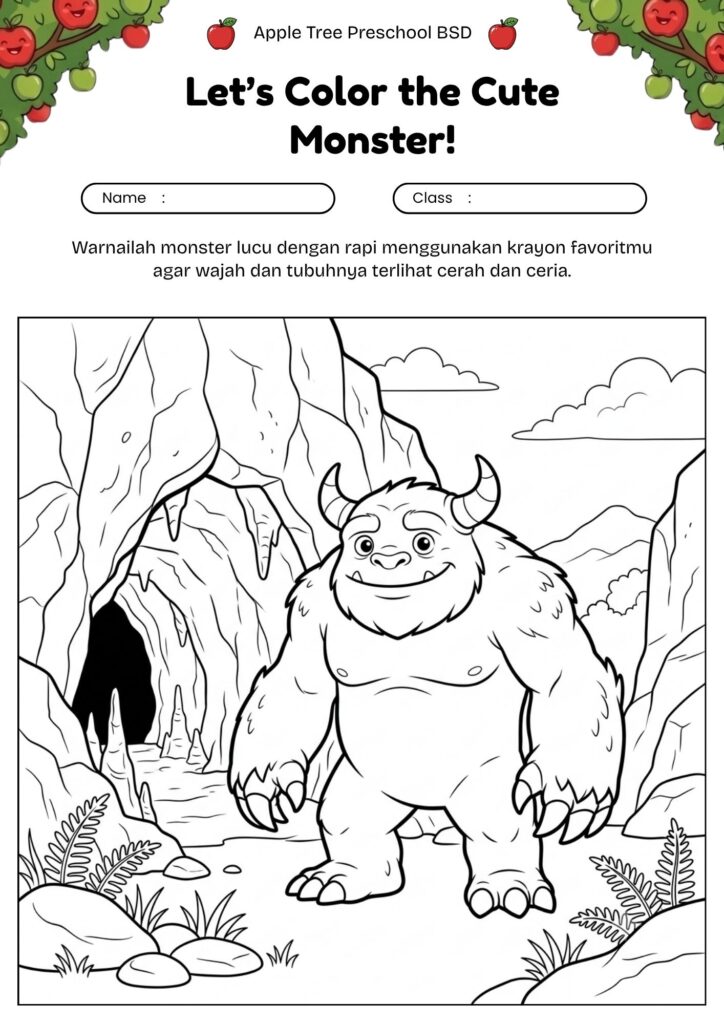 01_gambar_mewarnai_monster_besar_penjaga_gua_batu_fantasy