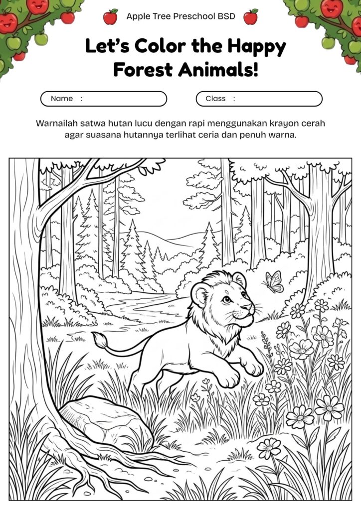 01_gambar_mewarnai_singa_kecil_bermain_di_hutan
