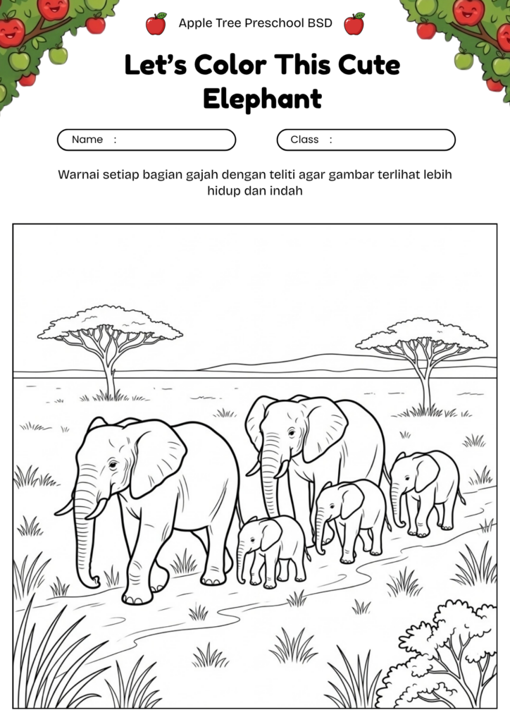 02_gambar_mewarnai_gajah_kawanan_gajah_di_savana