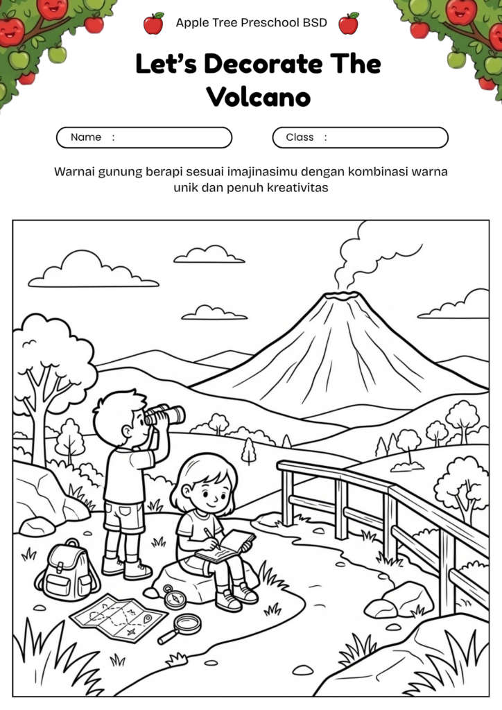 02_gambar_mewarnai_gunung_berapi_anak_mengamati