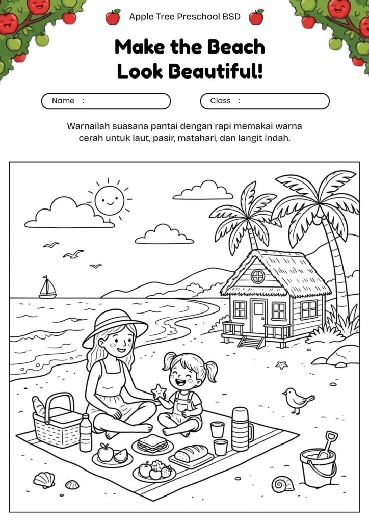 02_gambar_mewarnai_keluarga_piknik_di_pantai_worksheet_anak