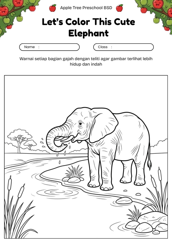 03_gambar_mewarnai_gajah_besar_minum_di_sungai