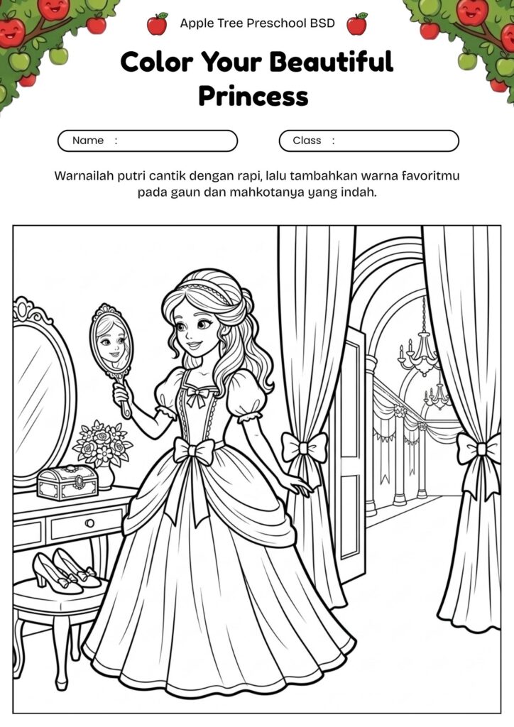 04-gambar-princess-dengan-gaun-cantik-untuk-mewarnai