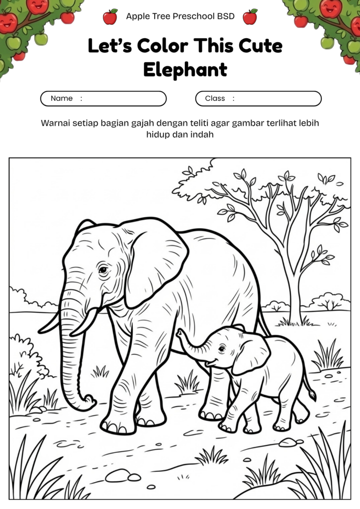 04_gambar_mewarnai_gajah_bayi_gajah_bersama_induk