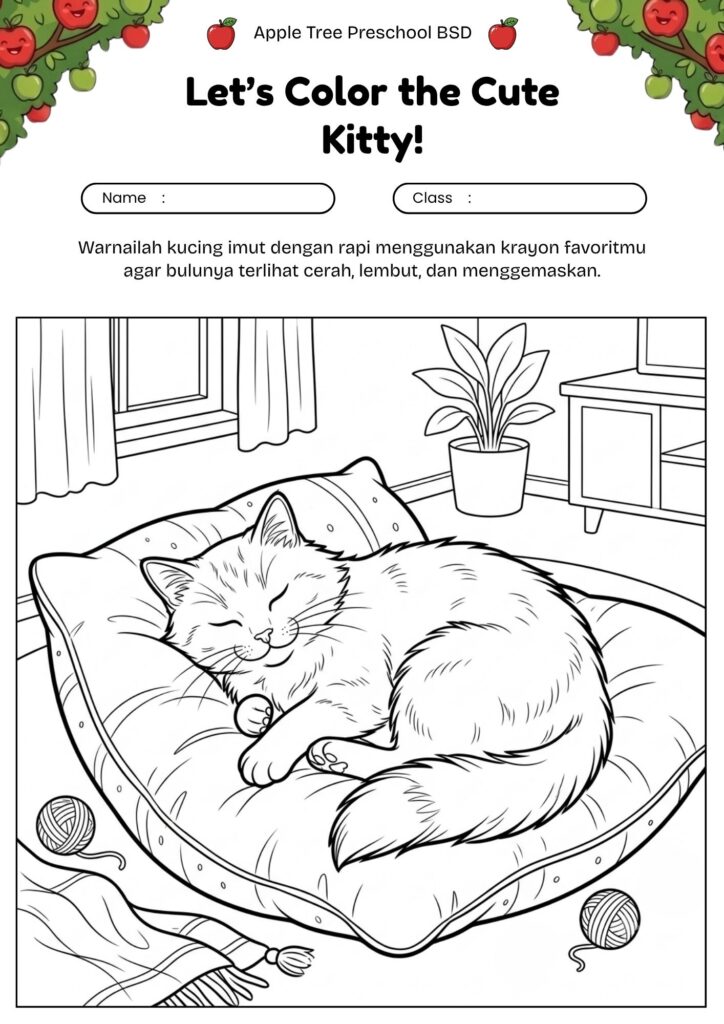 04_gambar_mewarnai_kucing_tidur_di_atas_bantal