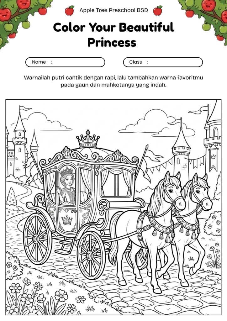 05-gambar-princess-naik-kereta-kuda-untuk-mewarnai