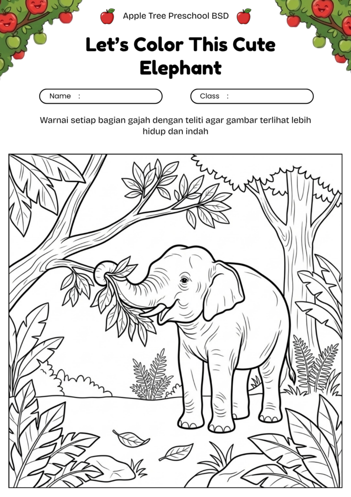 05_gambar_mewarnai_gajah_makan_daun_di_hutan
